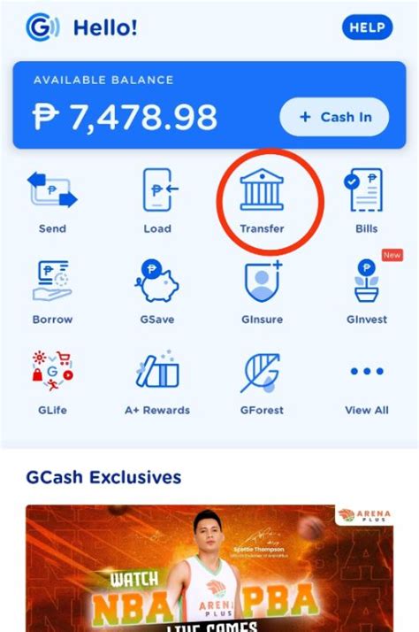 gcash bank transfer.